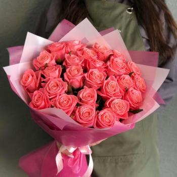 Розовые розы 50 см 25 шт. (Россия) Артикул - 343915