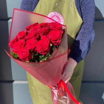 Красные розы 60 см 15 шт. (Россия) код товара  344253