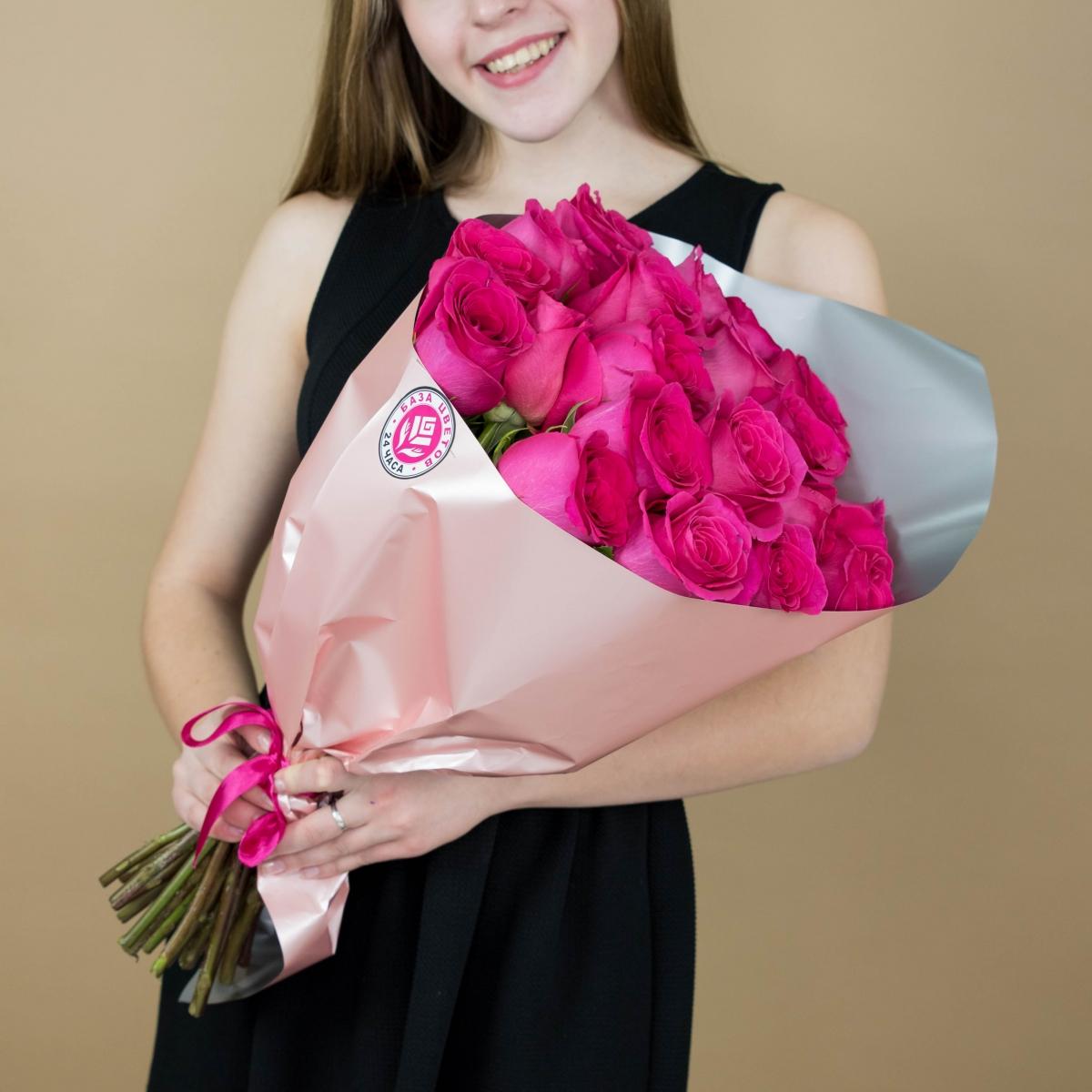 Букет из розовых роз 21 шт. (40 см) код товара - 90753