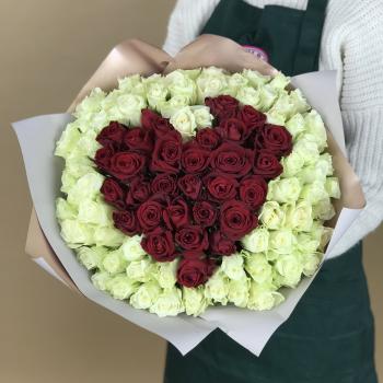 Букет 101 роза (Кения) в виде Сердца №  118638
